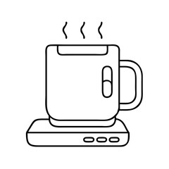 coffee mug warmer icon, coffee mug warmer line art - simple line art of coffee mug warmer, perfect for coffee mug warmer logos and icons