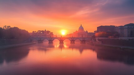 Sunrise over st. Peters basilica