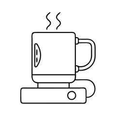 coffee mug warmer icon, coffee mug warmer line art - simple line art of coffee mug warmer, perfect for coffee mug warmer logos and icons