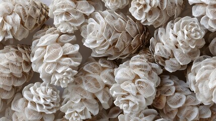 Delicate White and Beige Pine Cones with Intricate Patterns for Elegant D&eacute;cor or Craft Projects
