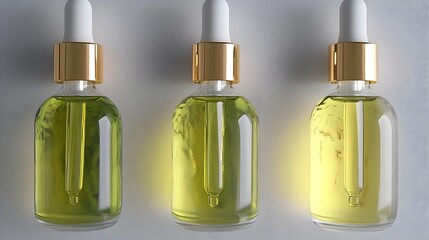Showcasing small sample bottles for product testing in a studio environment