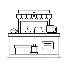 coffee shop counter icon, coffee shop counter line art - simple line art of coffee shop counter, perfect for coffee shop counter logos and icons