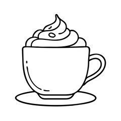 coffee with whipped cream icon, coffee with whipped cream line art - simple line art of coffee with whipped cream, perfect for coffee with whipped cream logos and icons