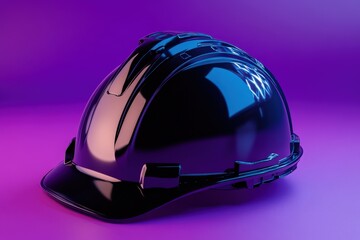 Fototapeta premium shot of a black hard hat on a vibrant background.