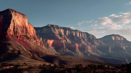 Majestic Red Rock Canyon with Striking Layers Captured in Early Morning Light