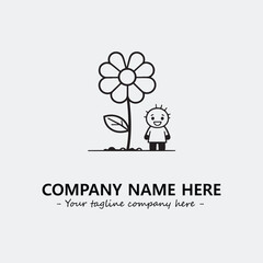 Flower illustration black and white for logo company vector image