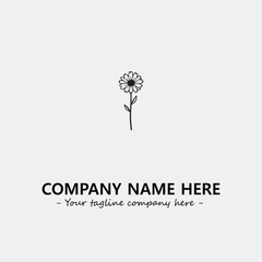 Flower illustration black and white for logo company vector image