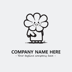 Flower illustration black and white for logo company vector image