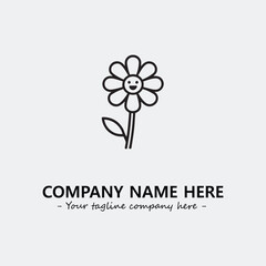 Flower illustration black and white for logo company vector image