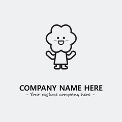 Flower illustration black and white for logo company vector image
