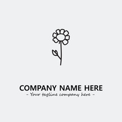 Flower illustration black and white for logo company vector image