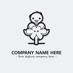 Flower illustration black and white for logo company vector image