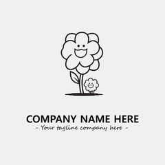 Flower illustration black and white for logo company vector image