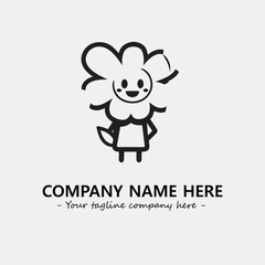 Flower illustration black and white for logo company vector image