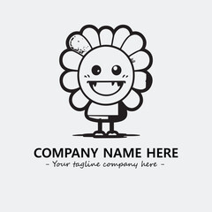 Flower illustration black and white for logo company vector image
