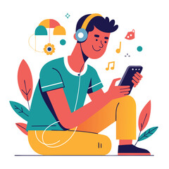 man listening to music vector