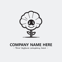 Flower illustration black and white for logo company vector image