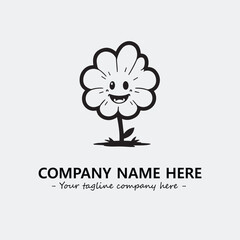 Flower illustration black and white for logo company vector image