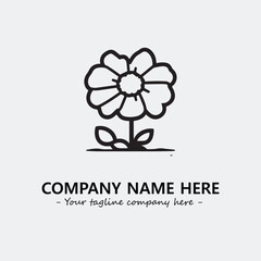 Flower illustration black and white for logo company vector image