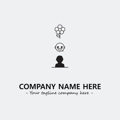 Flower illustration black and white for logo company vector image