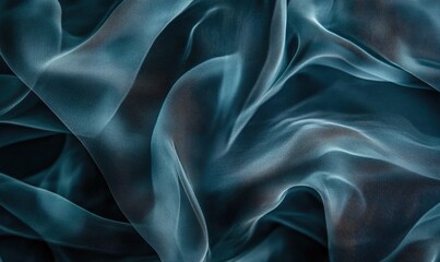 Obraz premium Teal Fabric Draped in Soft Waves Showing Texture