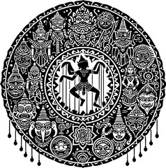 sketch vector illustration silhouette design icon logo symbol god goddess world puppetry ethnic classic vintage traditional