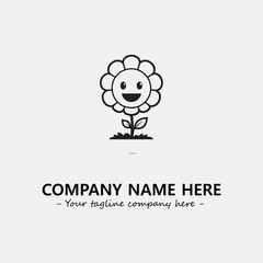 Flower illustration black and white for logo company vector image
