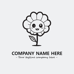 Flower illustration black and white for logo company vector image