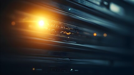 Red alert hacking warning in server room digital infrastructure high-tech environment dramatic viewpoint