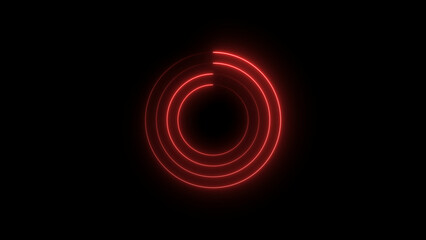 Futuristic circular loading illustration. Abstract medium purple neon light background. Laser neon lines move in a circle along a circular. on black background 4k illustration.
