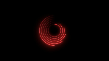 Futuristic circular loading illustration. Abstract medium purple neon light background. Laser neon lines move in a circle along a circular. on black background 4k illustration.
