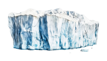 Obraz premium Massive arctic iceberg with snowy peaks and meltwater patches, cut out - stock png.