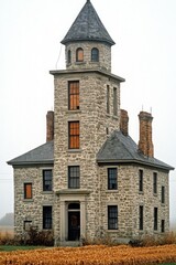 Fototapeta premium Stone tower building with multiple floors and windows
