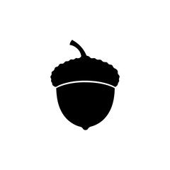 Black Acorn silhouette vector illustration on white background