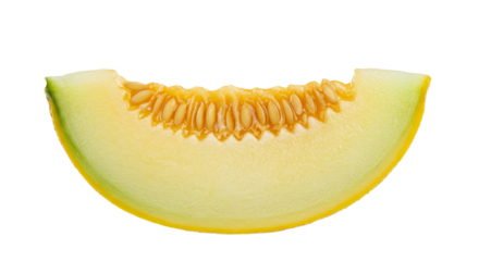 Juicy cantaloupe slice seeds abound