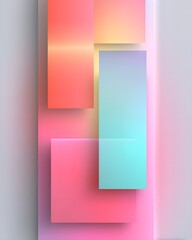 Fototapeta premium Minimalistic and Clean UI Background Featuring Transparent Panels with Soft Gradient Colors for Design Use