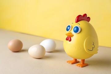 Vibrant Plastic Chicken Toy - Playful Childhood Nostalgia"