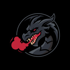 Black Dragon with Red Smoke vector illustration