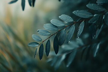 "Fresh Green Curry Leaves on Natural Background - Herbal Plant Closeup"