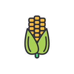 Corn colored icons, minimalist vector illustration ,simple transparent graphic element .Isolated on white background