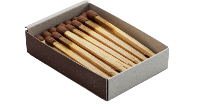 Tightly packed matches in a box