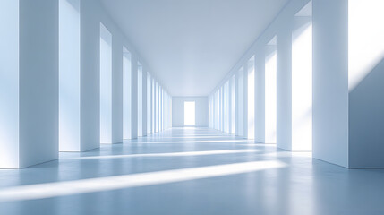 Fototapeta premium Architectural minimalism serene hallway with bright columns modern interior peaceful atmosphere