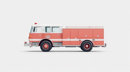 minimalistic fire truck or firefighting equipment isolated on sleek white background offering generous copy space