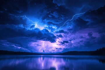 High-resolution photo: detailed, electric blue storm.