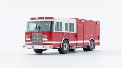 minimalistic fire truck or firefighting equipment isolated on sleek white background offering generous copy space
