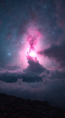 Naklejka premium Surreal Cosmic Dreams: Abstract Space Energy and Galaxy Formations in Dark Environments