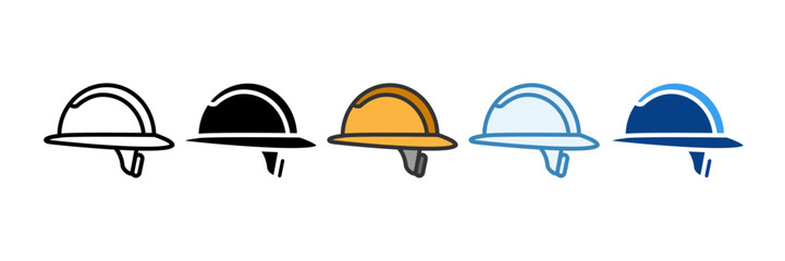 Safety Helmet  Icon Set Multiple Style Collection