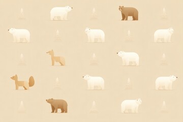 Obraz premium minimalistic illustration of various mammals in different artistic styles against plain background showcasing diverse