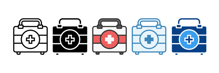 First Aid Box  Icon Set Multiple Style Collection