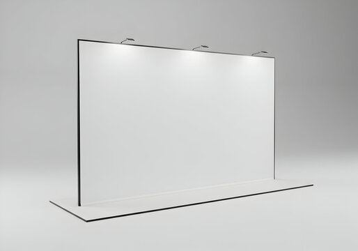 Blank Trade Show Booth Mockup Large White Display Presentation Backdrop Professional Event Space 3D Render Design Template